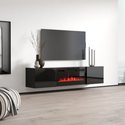 Aiyanah TV Stand for TVs up to 78" with Electric Fireplace Included | Wayfair North America