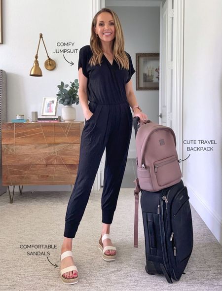 Jumpsuit travel day look for airport during spring summer vacation 

#LTKunder100 #LTKtravel #LTKSeasonal