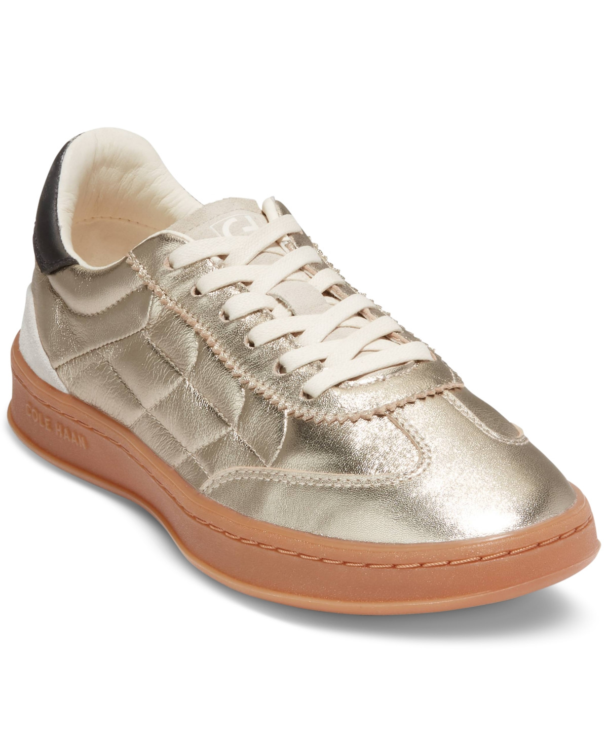 Cole Haan Women's GRANDPRÃ Breakaway Lace-Up Low-Top Sneakers - Gold Talca, Birch Suede, Black Suede | Macy's
