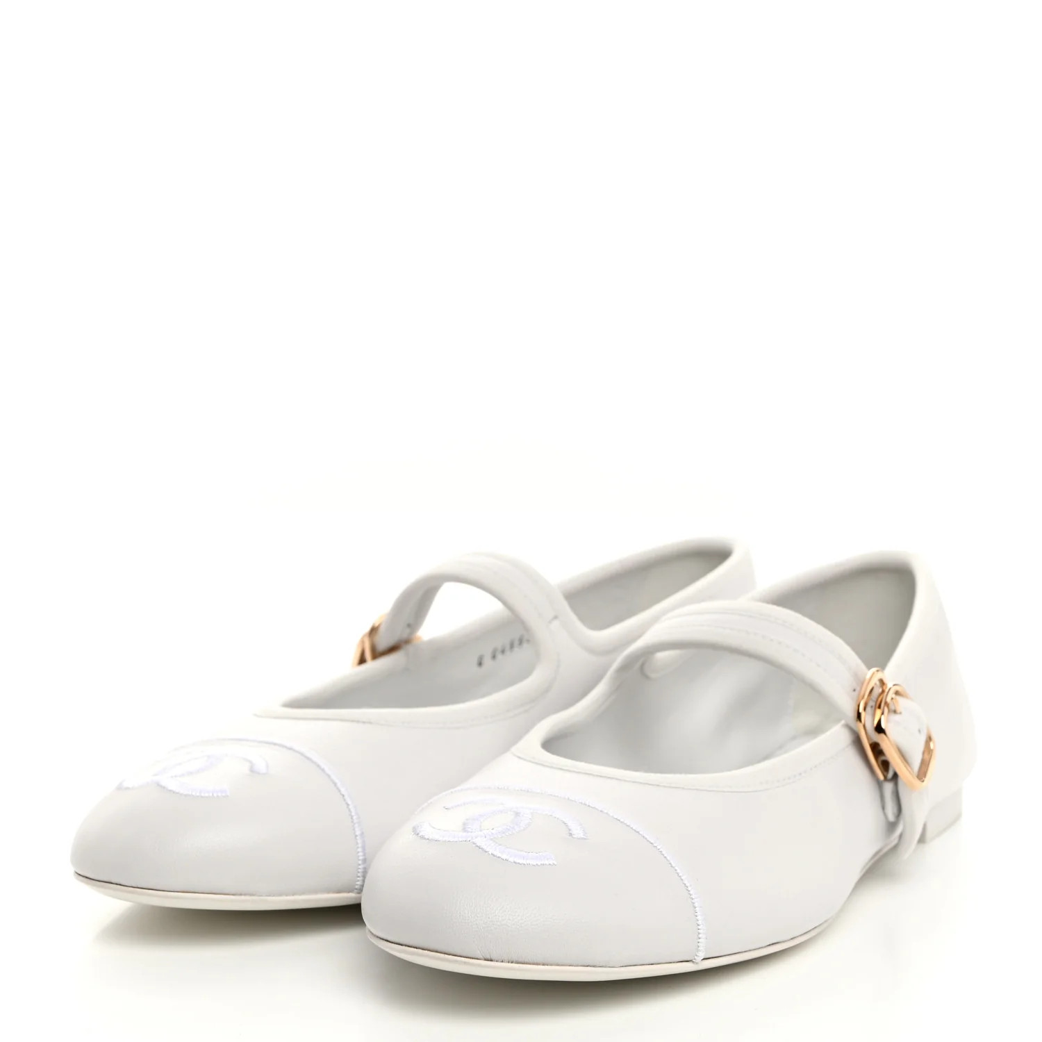 Lambskin Mary Jane Flats 38.5 White | FASHIONPHILE (US)