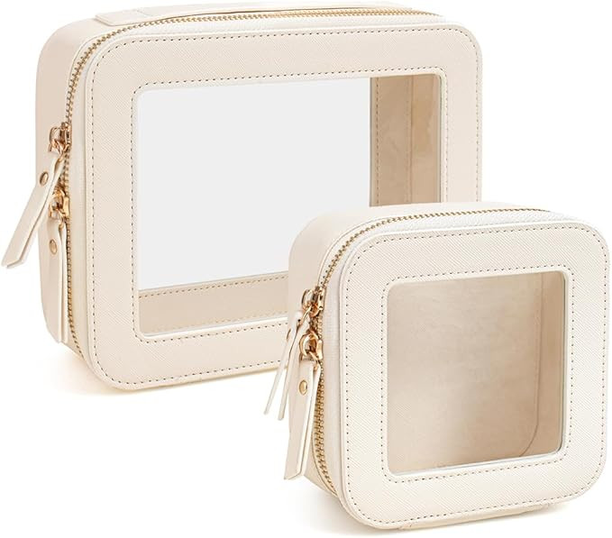 Travel Clear Makeup Bag Set, TSA Approved Cosmetic Bag Case with Zipper Portable Makeup Pouch Toi... | Amazon (US)