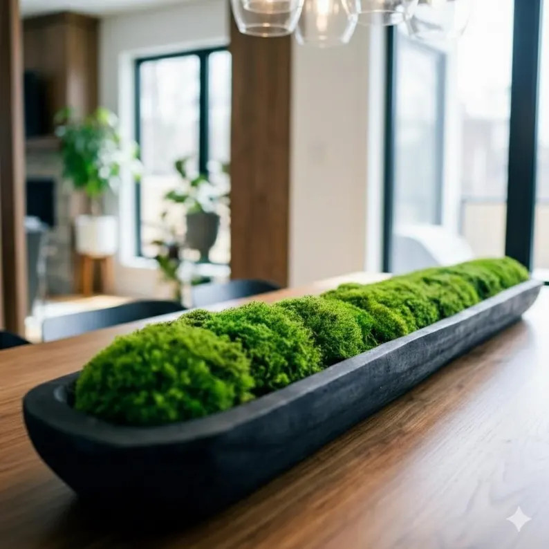 Long Moss bowl centerpiece for dining table dough bowl for house warming gift nature table top de... | Etsy (Global)