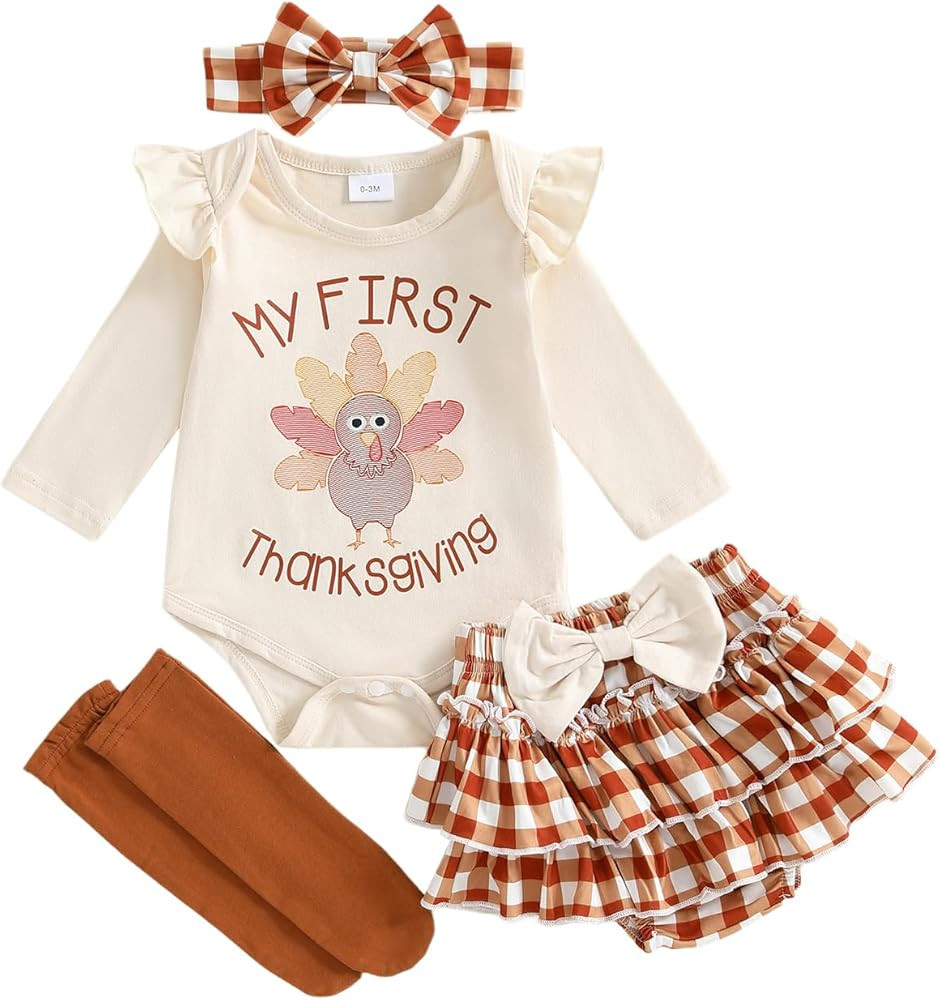 My First Mardi Gras Baby Girl Outfit Letter Print Romper Ruffle Layered Shorts Headband Socks Cut... | Amazon (US)