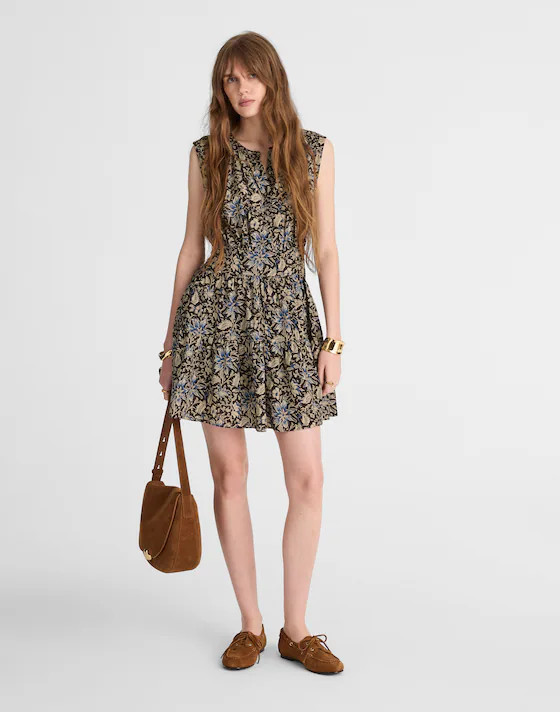 Gathered Button-Front Mini Dress in Floral | Madewell | Madewell