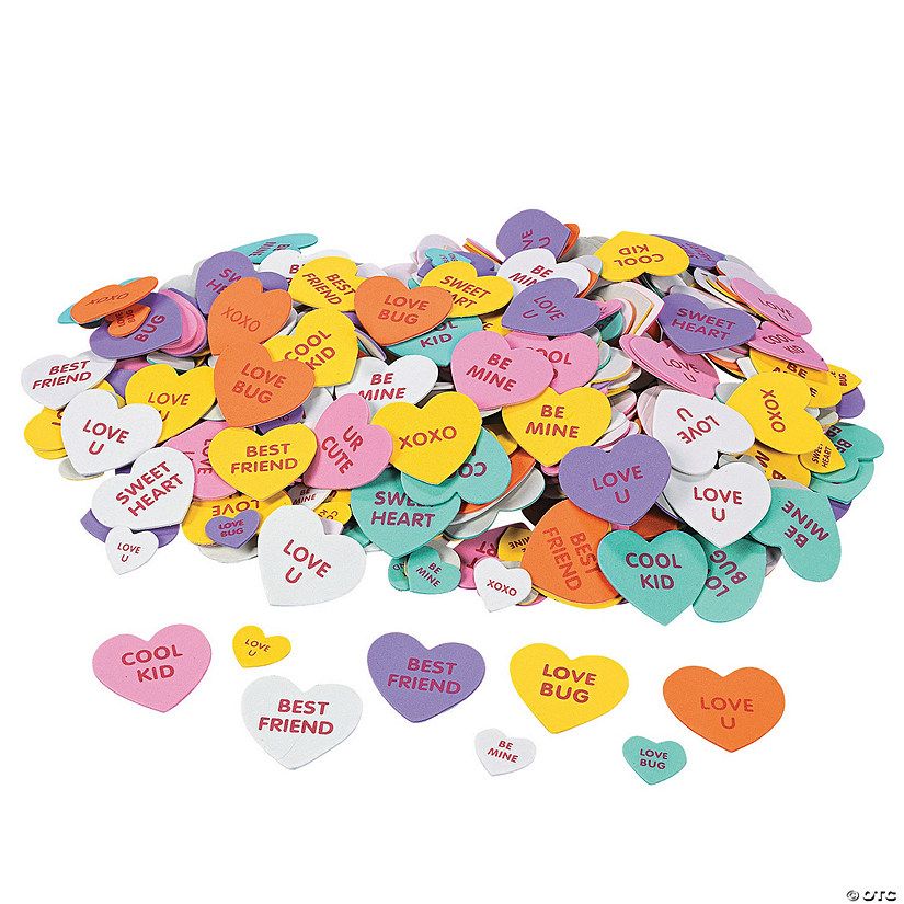 Valentine Conversation Self-Adhesive Foam Heart Stickers - 500 Pc. | Oriental Trading Company