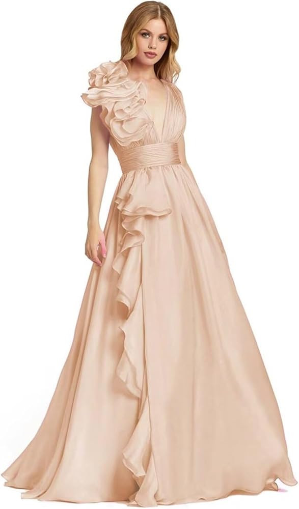 Pleated Ruffle Party Long Gowns for Women 2026 Prom Dresses Flowy Long Wedding Evening Party Dres... | Amazon (US)