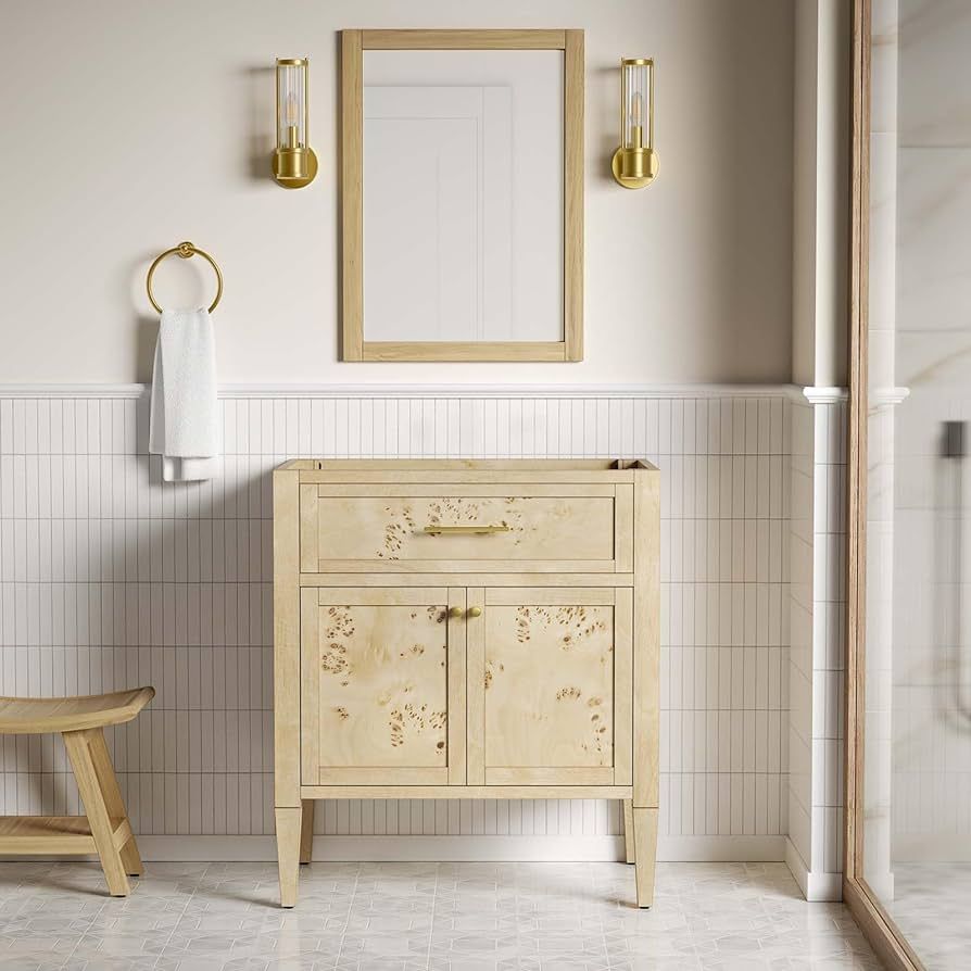 Modway Elysian 30" Burl Wood Bathroom Vanity Cabinet in Burgundy-Sink Basin Not Included | Amazon (US)