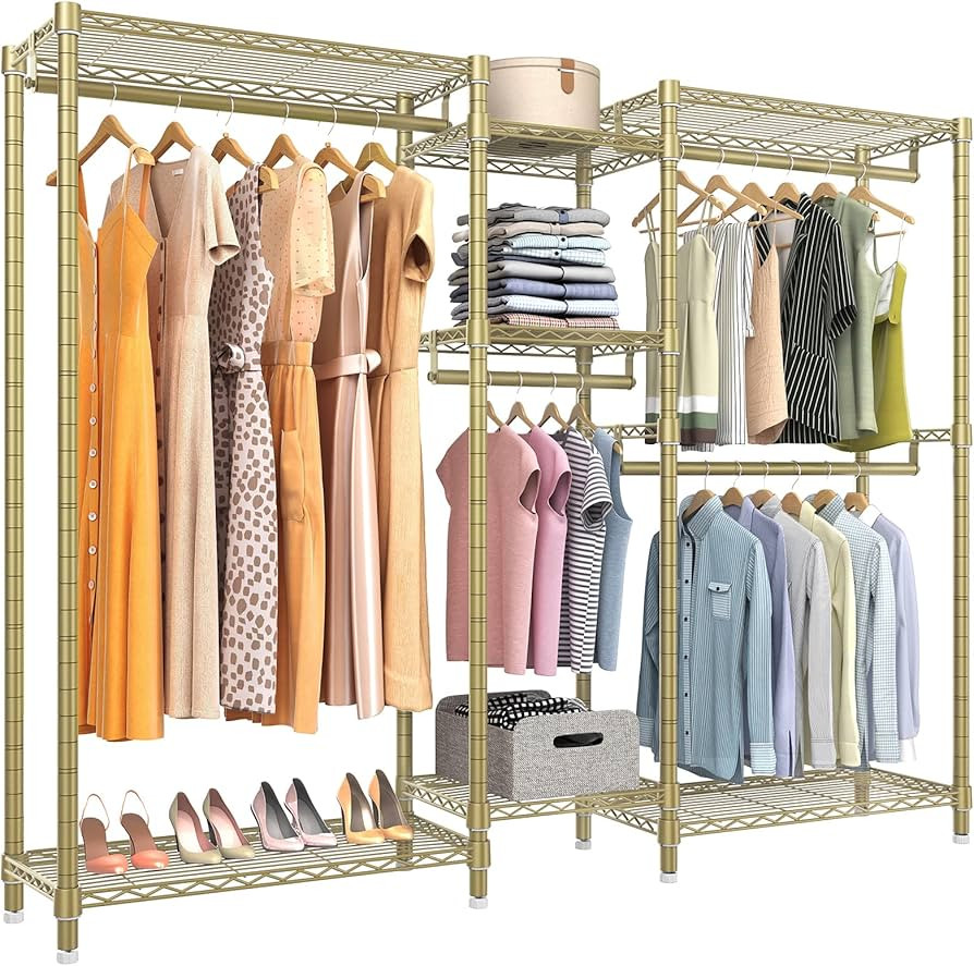 VIPEK V6 Wire Garment Rack Heavy Duty Clothes Rack with 7 Adjustable Shelves & 4 Hanging Rods, Co... | Amazon (US)