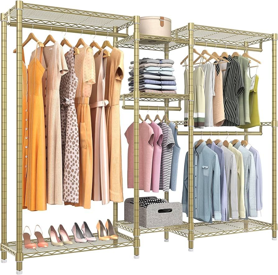 VIPEK V6 Wire Garment Rack Heavy Duty Clothes Rack with 7 Adjustable Shelves & 4 Hanging Rods, Co... | Amazon (US)