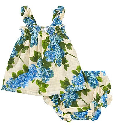 Angel Dear Baby Girls Watercolor Hydrangeas Ruffle Top Bloomers Set - 18/24 Months | Dillard's