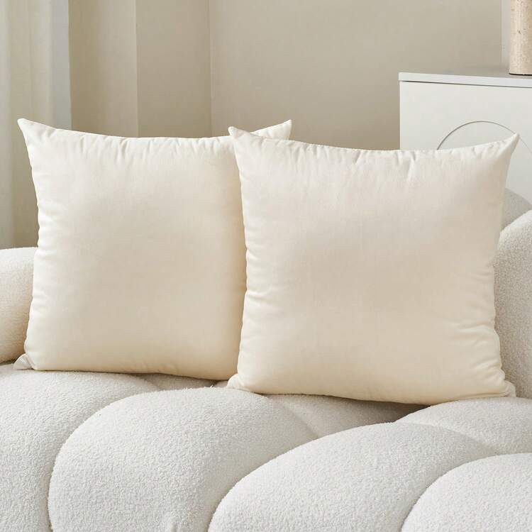 1 Pieza/2 Piezas Funda De Cojín Decorativa De Terciopelo De Unicolor (No Incluye El Inserto De Cojín), Funda De Cojín Cuadrada, Cojines Para Decoración Del Hogar En Días Festivos, Tela Suave Y Cómoda, Decoración Moderna Para Sofá, Dormitorio, Dormitorio | SHEIN