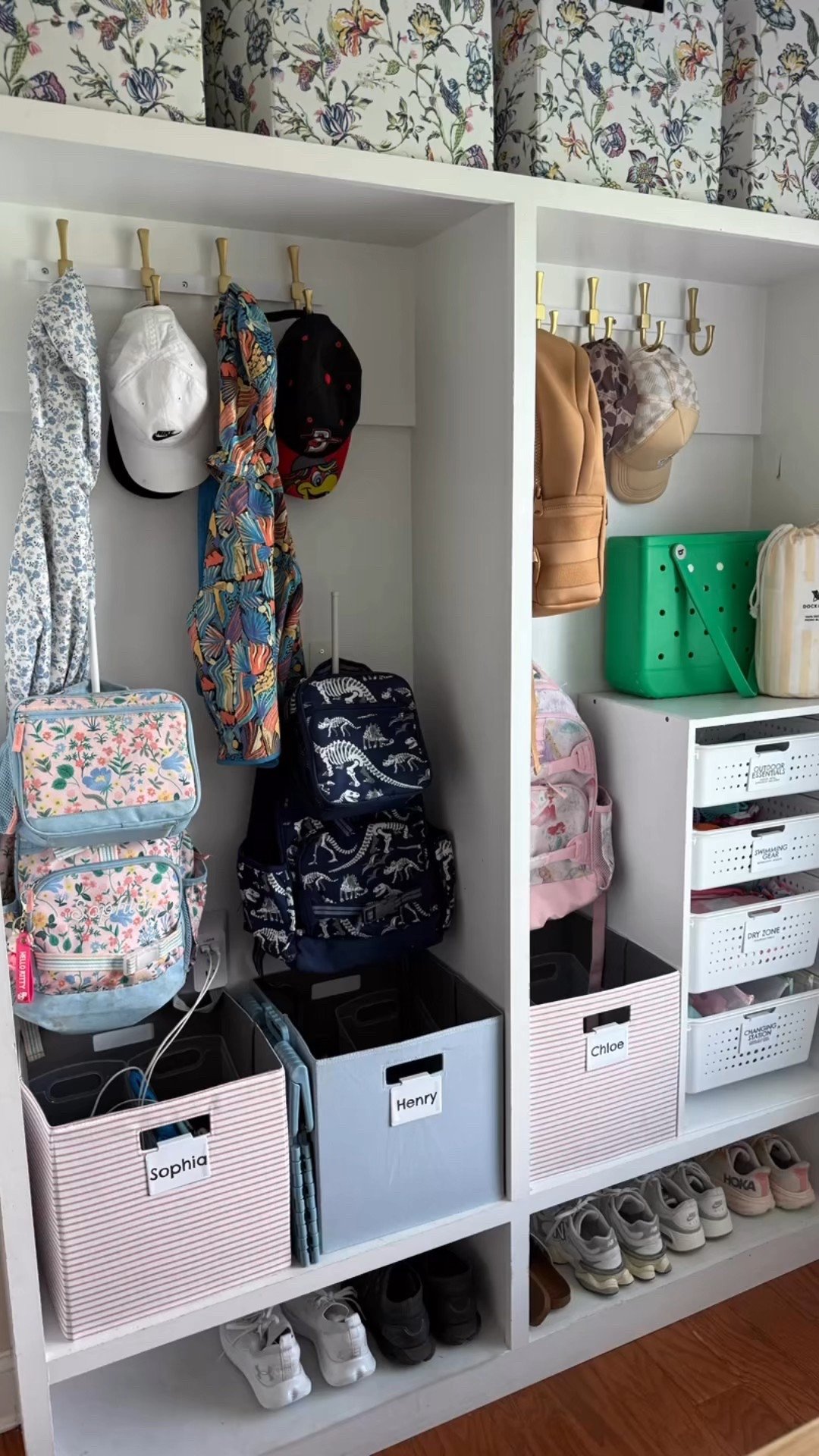 I was running up and down the stairs constantly trying to keep track of all the summer things — towels, bathing suits, changes of clothes, goggles… you name it. 👏🏼 Total chaos.

Now that summer’s almost over, I figured it was finally time to give our drop zone a little refresh to make life a bit more functional.

I found this drawer set at Walmart and it fit perfectly in the cubby (thankfully 🙌). And if you know me… you know I had to label it. I’m planning to switch things out each season.
It’s husband-proof — he can’t say he “can’t find something” now! 😅

I also added these hat hooks for the kids’ backpacks — they’re great because you can hang more than just the bag. Lunchboxes, jackets, etc… all in one spot.

And I finally made space for Chloe since she’ll be starting school this year. 🥺 Can’t even talk about it.

Inside each of the fabric cubes, I added two of my favorite Walmart plastic bins to act as dividers. During the school year (or even summer), one side holds their iPad, the other holds papers, random treasures… whatever they throw in there. 😂

When we built the house, my cousin said, “Don’t forget to add outlets in the drop zone!” and I’m so glad I did. I added a multi-plug outlet so we can charge multiple devices in one spot without cords everywhere.

✨ Comment “DROP ZONE” and I’ll message you the links of what I used! Everything’s also always linked on my LTK! 🫶🏼

#dropzonemakeover #momlifechaos #summerreadyhome #organizedmomlife #LTKhome #LTKmom #hiddenlittlegemblog #backtoschoolprep #walmartcreator #organization 


#LTKHome #LTKKids #LTKFamily