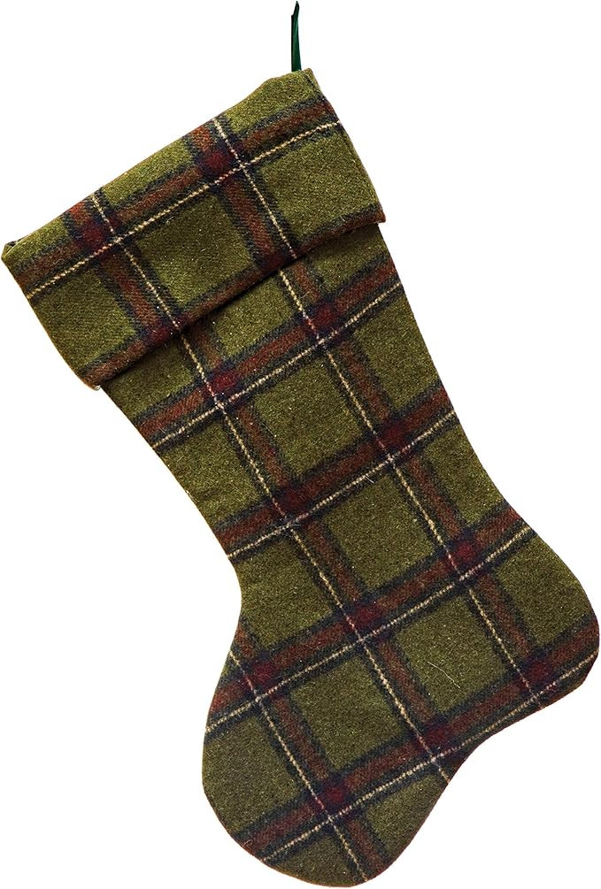 Amazon.com: Creative Co-Op 19-1/2"H Fabric Plaid Stocking, Green Textiles, Multi : Home & Kitchen | Amazon (US)