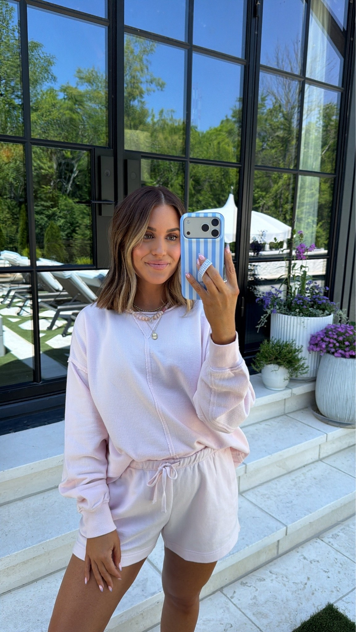 Lots of styles from my recent Aerie haul are now on major sale!! Includes this light pink set- sweatshirt now $30, shorts now $20! Both 40-45% off! 

Wearing a size small in both the sweatshirt & shorts— cute spring/summer loungewear!

#LTKootd #LTKSeasonal #LTKSaleAlert