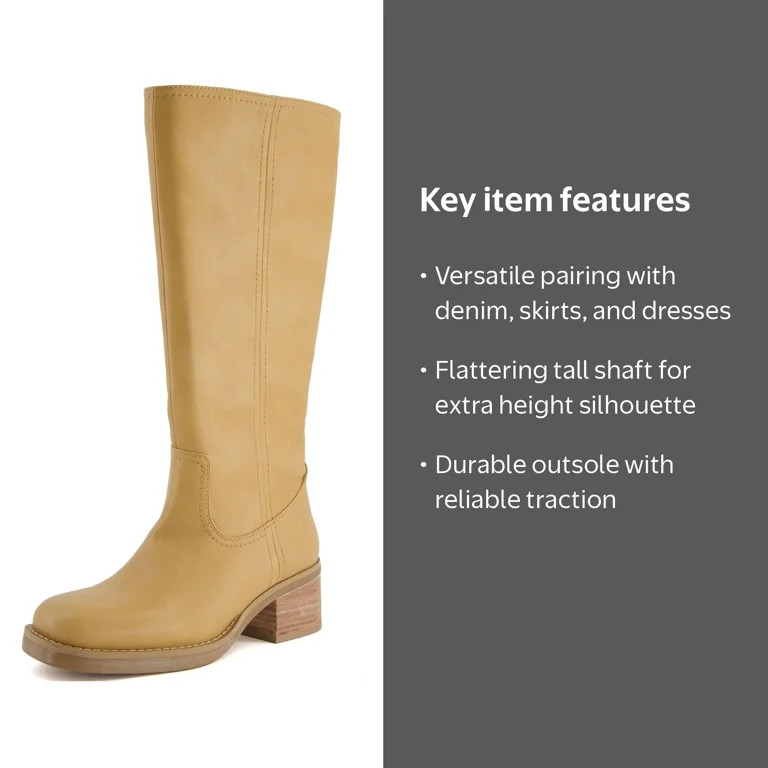 Cushionaire Sawyer Tall Chunky Heel Womens Boots - Pull On Casual Knee High Boots for Women | Walmart (US)