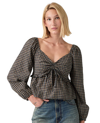 Women's Lotte Front-Tie Slim-Fit V-Neck Blouse | Macy's