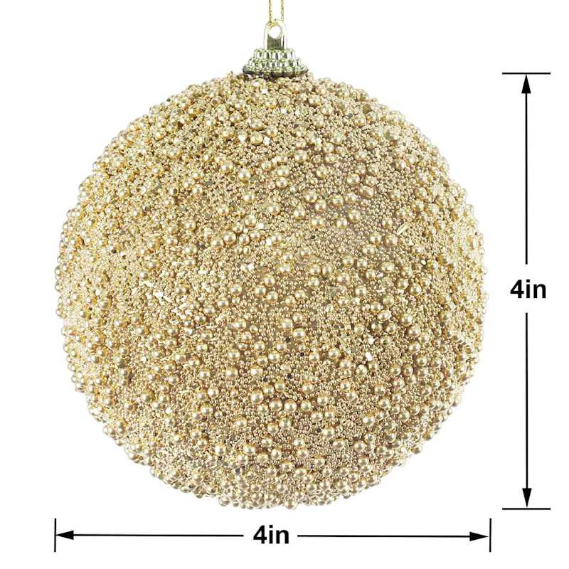 Gold Beaded Ball Ornament, 4" | At Home