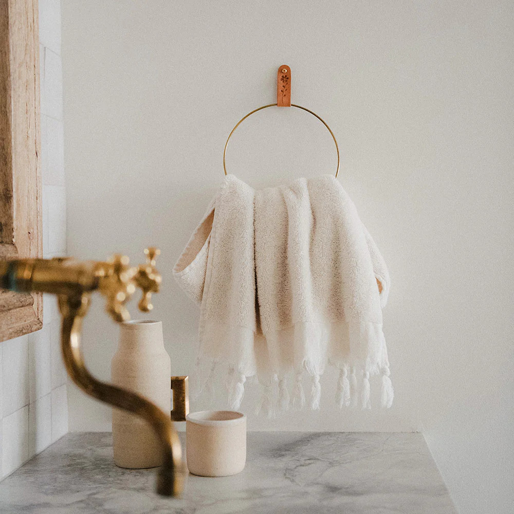 Stamped Leather Loop Towel Ring | Roan Iris