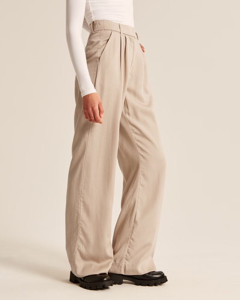 Tailored Lightweight Drapey Wide Leg Pants | Abercrombie & Fitch (US)
