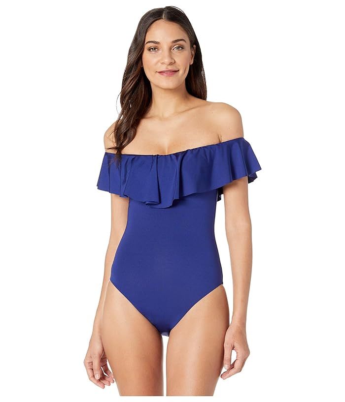 Trina Turk Studio Solid Off the Shoulder Bandeau One-Piece (Ultramarine) Women's Swimsuits One Piece | Zappos