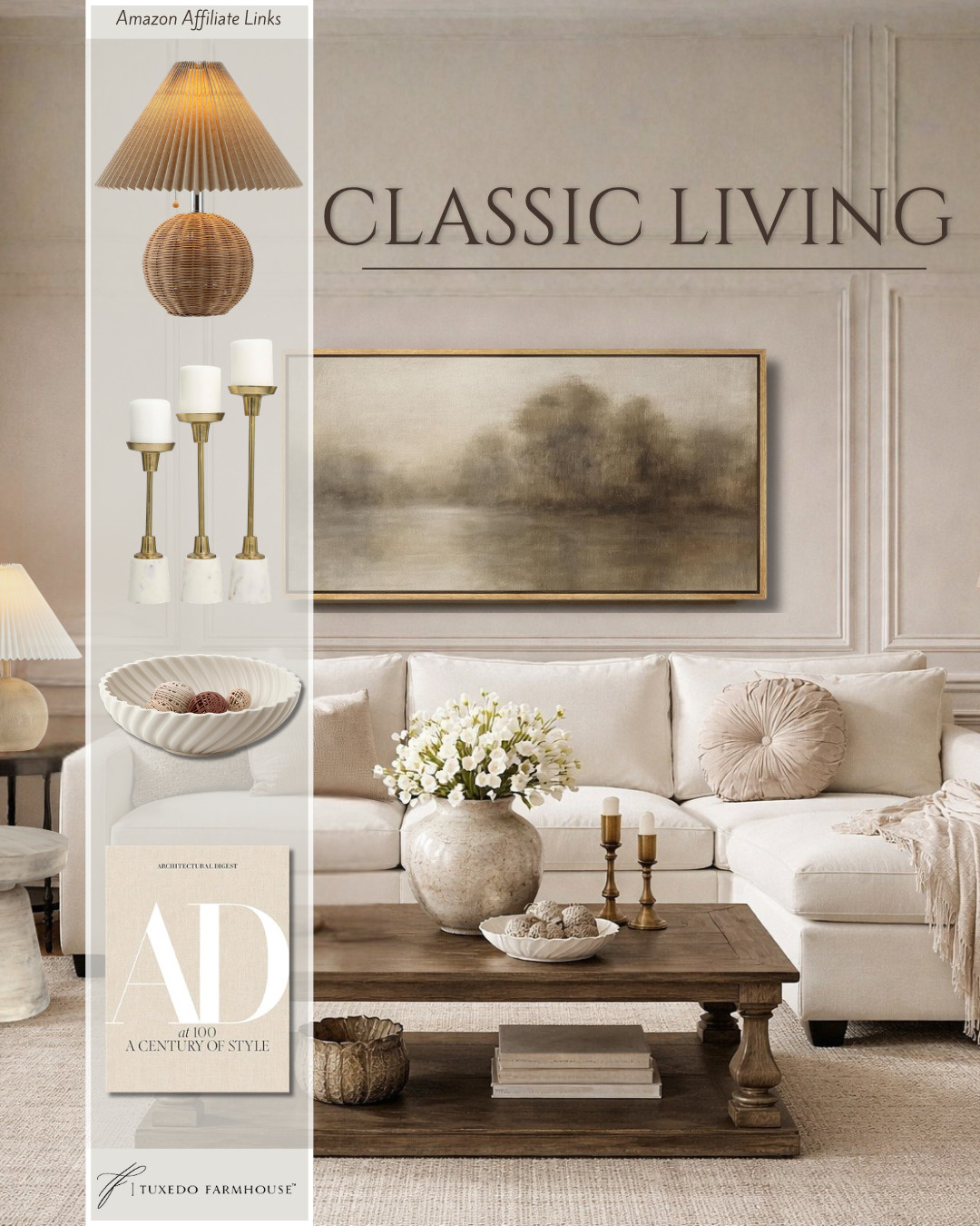 This living room is the definition of timeless style—soft neutrals, warm wood tones, and just the right touch of brass for that subtle glow. The layered textures (hello cozy pillows + throw!) make the space feel inviting, while the sculptural decor pieces add that curated, designer look.


#LTKhome #LTKstyle #classicdecor #neutralhome #livingroominspo #cozyhome #amazonfinds 

 