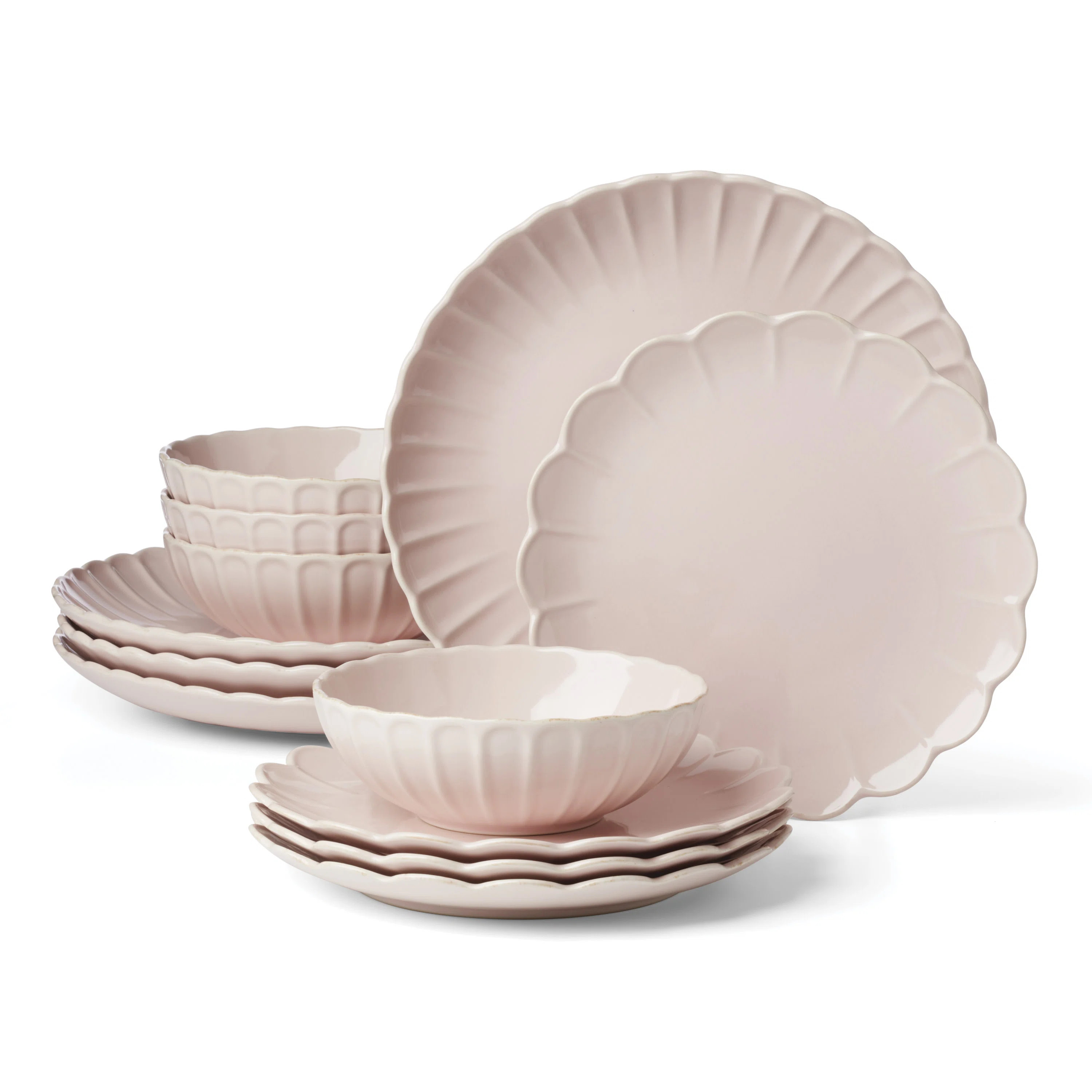 Lenox French Perle Scallop Blush 12-Piece Dinnerware Set | Wayfair North America