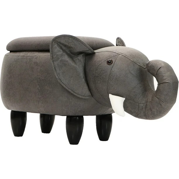 Critter Sitters 15-In. Seat Height Dark Gray Elephant Animal Shape Storage Ottoman - Furniture fo... | Walmart (US)