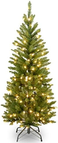 National Tree Company Artificial Pre-Lit Slim Christmas Tree, Green, Kingswood Fir, White Lights,... | Amazon (US)