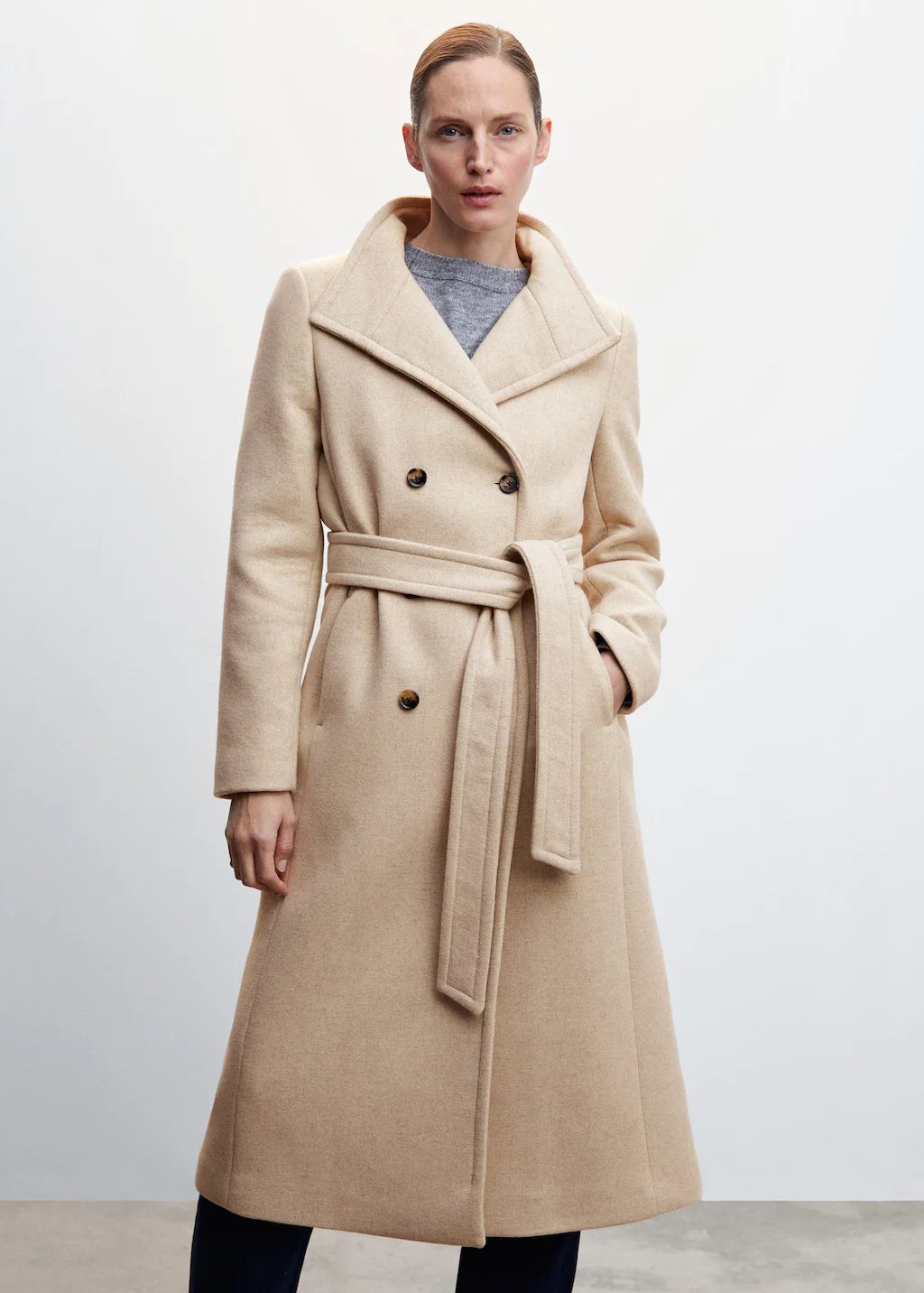 Woolen coat with belt -  Women | Mango USA | MANGO (US)