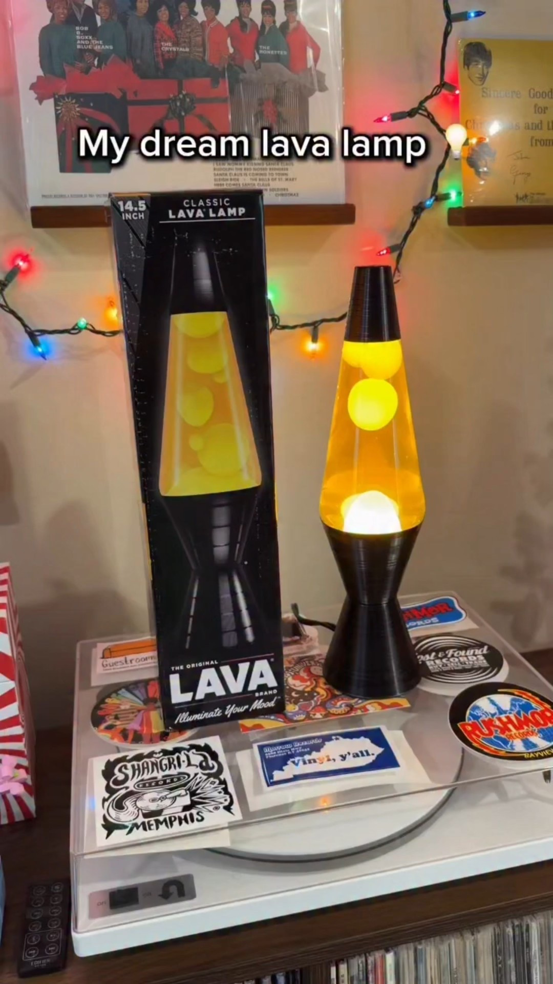 This lava lamp has been on my wishlist for years and my husband surprised me with it as a Christmas gift 🎁 It’s textured and feels just like an actual record…. not that I’ve ever touched the grooves of a record 🙈 It’s so perfect for my vinyl setup! Isn’t she lovely? 😍 #vinyl #lavalamp #1970s #recordcollector