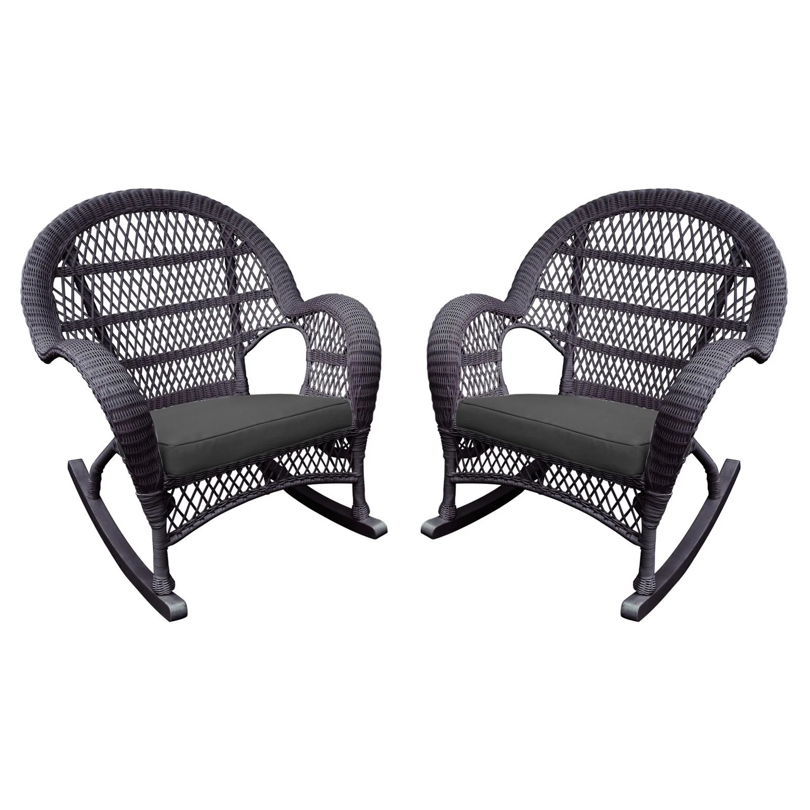 Jeco Santa Maria Wicker Patio Rockers with Optional Cushion - Set of 2 | Walmart (US)