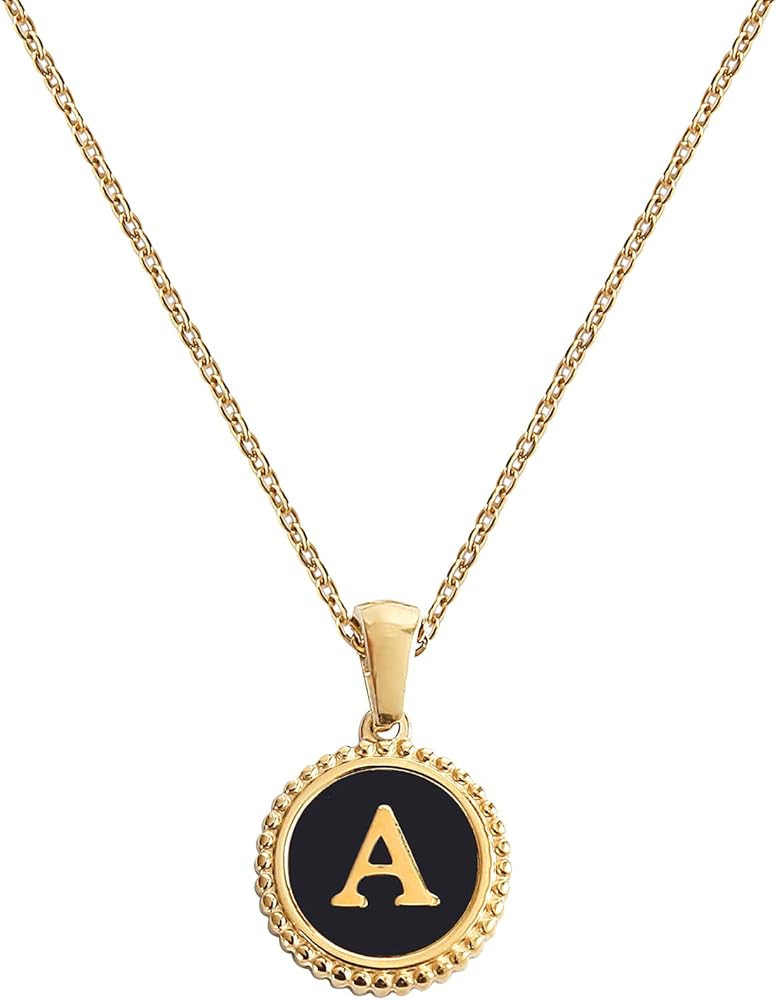BIFACE Initial Necklaces for Women Gold Jewelry for Women 14K Gold Plated Letter Choker Necklaces... | Amazon (US)