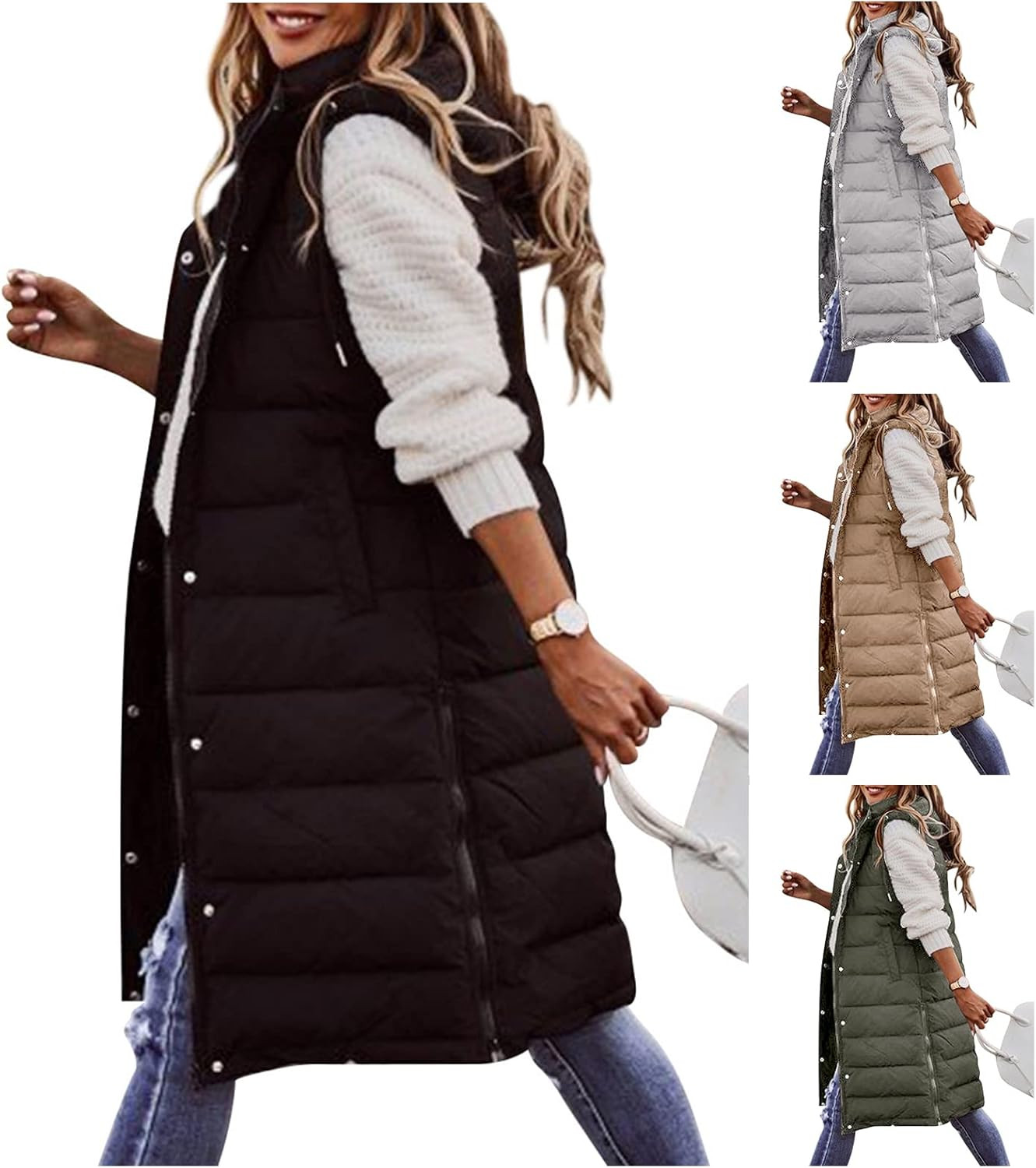 Ytfsrukp Oversized Long Down Vest for Women Outdoor Coats with Hood Long Puffer Vest Winter Coats... | Amazon (US)