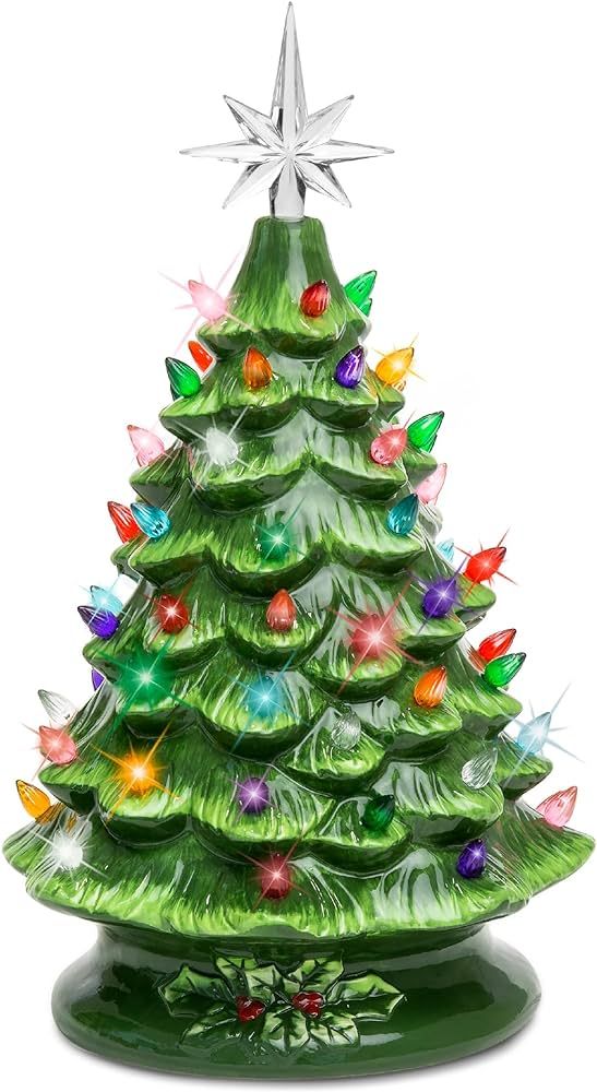 Best Choice Products 15in Ceramic Christmas Tree, Pre-lit Hand-Painted Tabletop Holiday Tree, Sta... | Amazon (US)