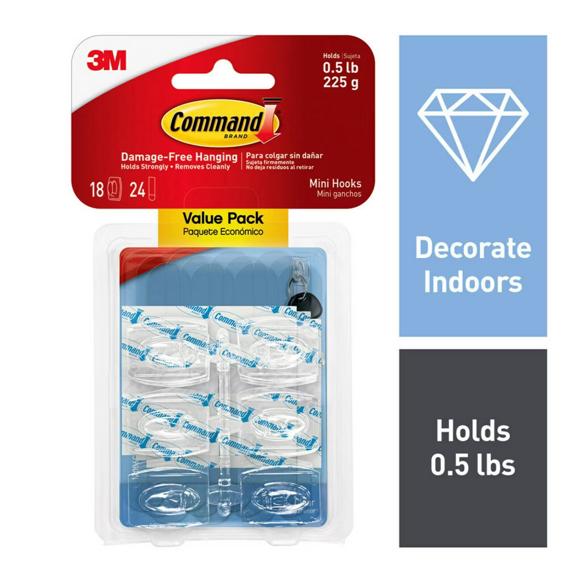 Command Value Pack Damage-Free Hanging Clear Mini Hooks with Adhesive Strips for Christmas Lights... | Target