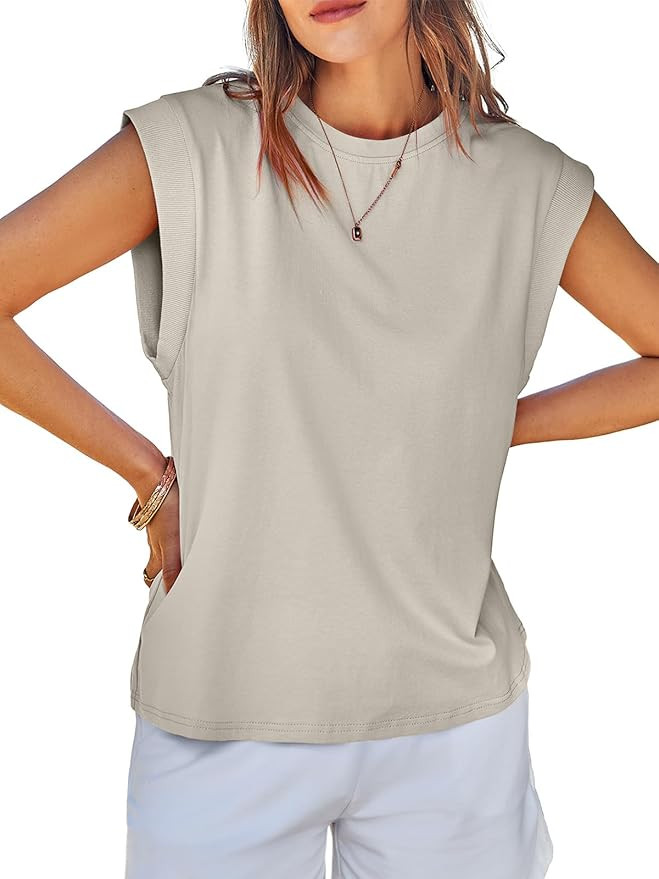 Tankaneo Womens Cap Sleeve Tank Tops Cotton Summer Casual Loose Fit Basic Tee Shirts 2025 Fashion | Amazon (US)