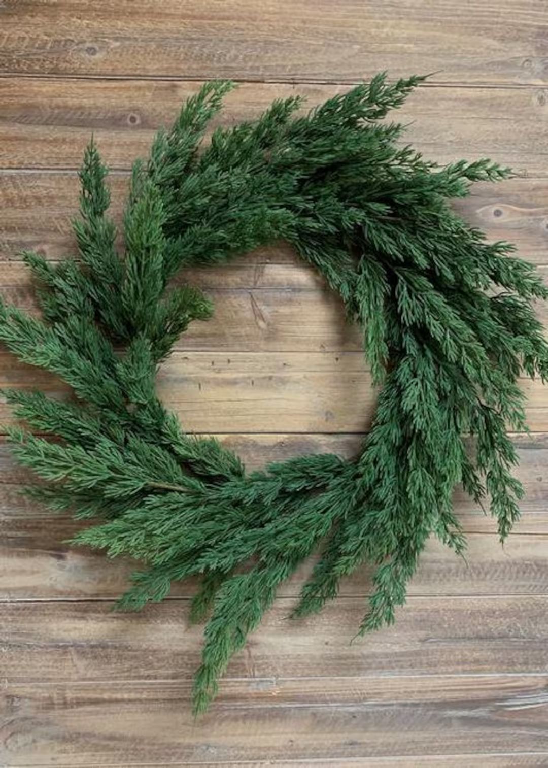 20" Real Touch Cypress Wreath/Green Artificial Wreath/Green Wreath/Natural Looking Wreath/Outdoor... | Etsy (US)
