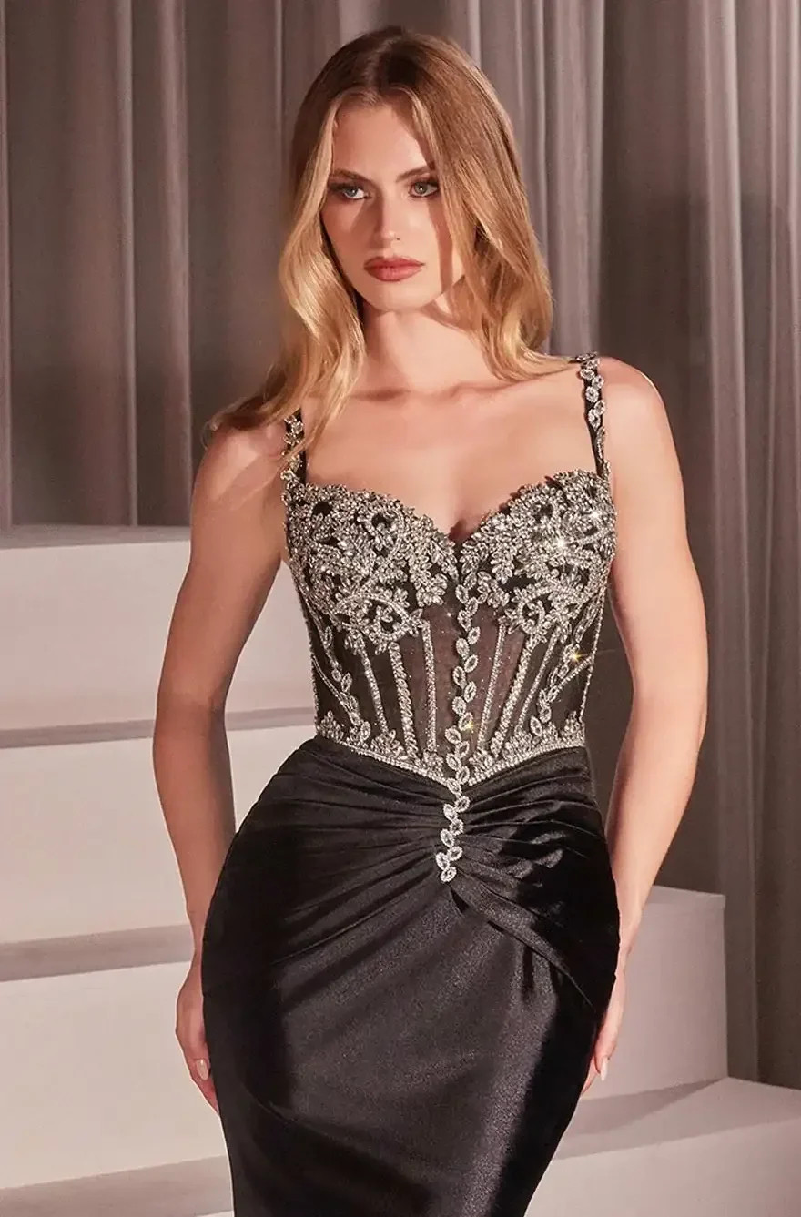 Artemis Gown - Crystal-Embellished Fitted Satin Dress | Lady Black Tie