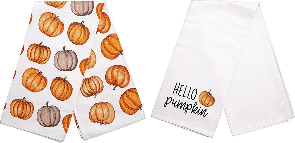 Pearhead Holiday Dish Towels, Seasonal Kitchen Decor, Hostess Gift Fall Home Décor, Set of 2, He... | Amazon (US)