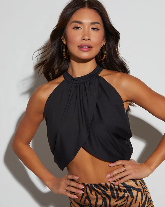 Pluma Halter Wrap Crop Top | VICI