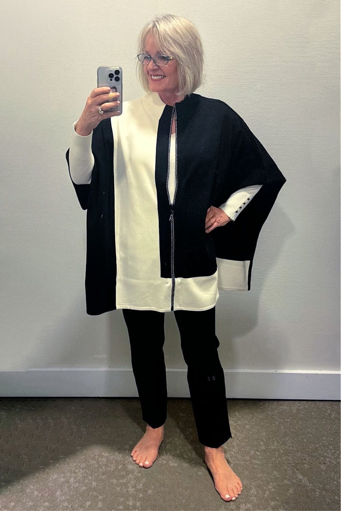 Chicos is having a 25% off sale, and I adore this color block ruana. It has a cute rhinestone zipper and the weight is nicer for milder climates. It drapes beautifully and the color blocking gives you a lovely, sophisticated, look that you could dress up or down. I’m wearing it with the button-cuff V-neck pullover and the Juliet side vent pants that are available in three colors and regular and tall lengths.

#Chicos #ChicosFashion #Fashion #FashionOver50 #FashionOver60 #Ruana

#LTKsalealert #LTKstyletip #LTKSeasonal