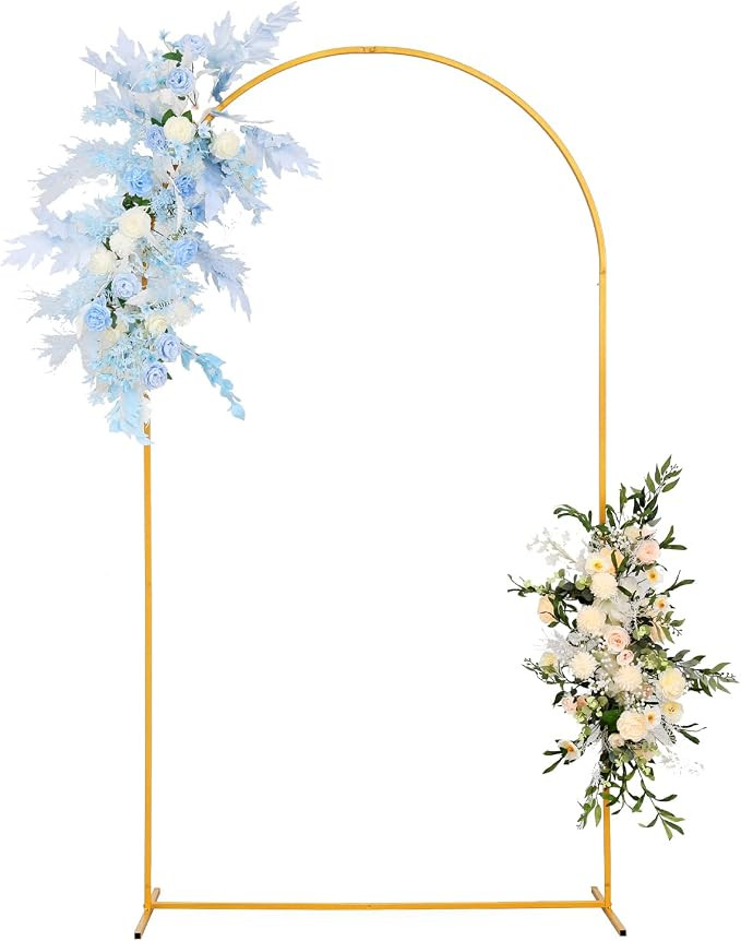 7.2Ft Wedding Arch Backdrop Stand Square Gold Metal Balloon Arch for Ceremony Birthday,Party,Frie... | Amazon (US)