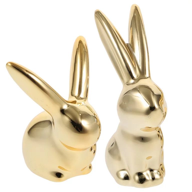HOMEMAXS 2pcs Rabbit Figurines Ceramic Bunny Ornaments Desktop Rabbits Statue Table Crafts | Walmart (US)