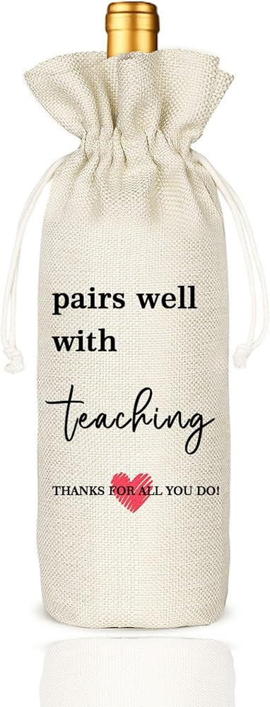 Teacher Wine Bag - Gift for Coworkers, Colleagues, Appreciation - Burlap Bottle Bags for Graduati... | Amazon (US)