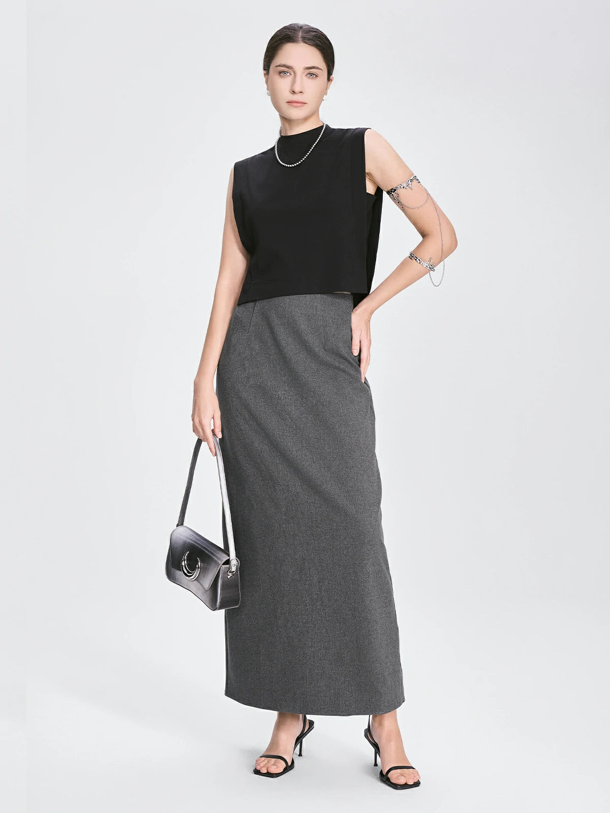 Tracy Solid Straight Maxi Skirt | SDEER