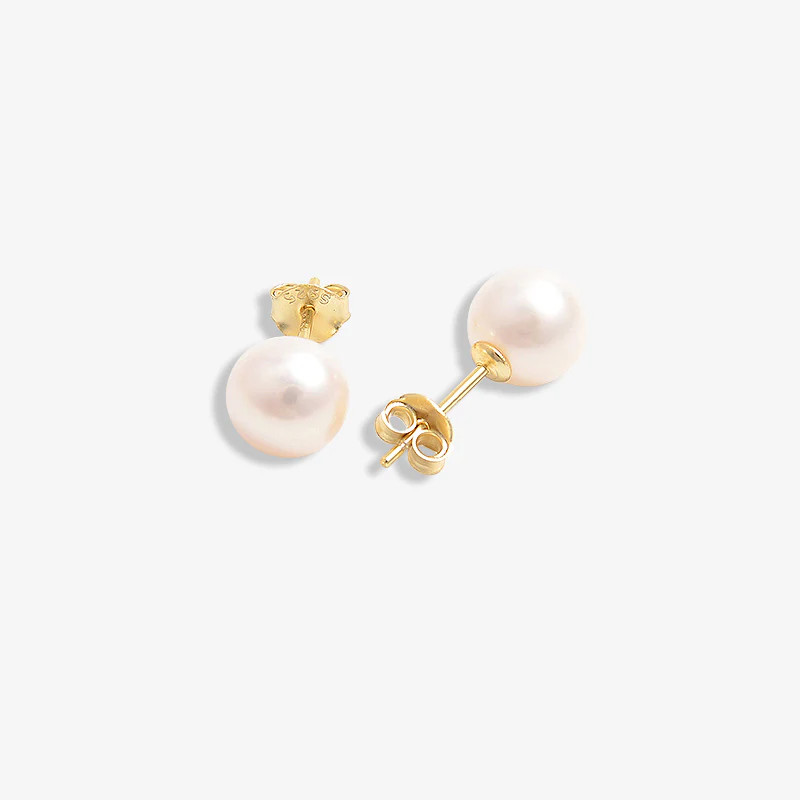 Essential Gold Vermeil AAAA Pearl Studs | Victoria Emerson