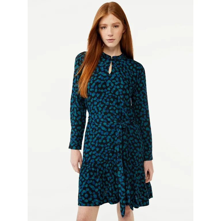 Free Assembly Women's Tiered Belted Mini Dress | Walmart (US)