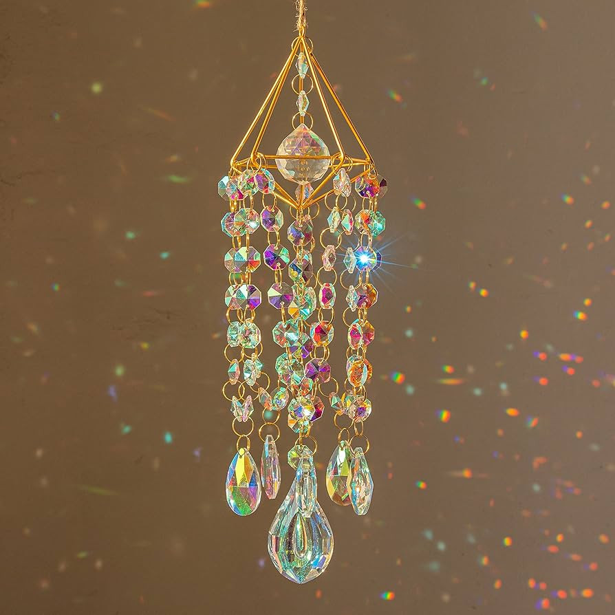 HDCRYSTALGIFTS Crystal Suncatchers for Window Hanging Wind Chime Style Garden Sun Catchers with C... | Amazon (US)
