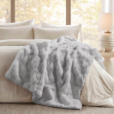 1 PC 50x60in Vivienne Faux Fur Throw Light Grey | Target