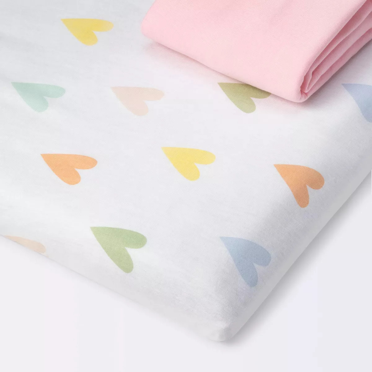 Fitted Playard Jersey Sheet - Cloud Island™ Hearts/Pink 2pk | Target